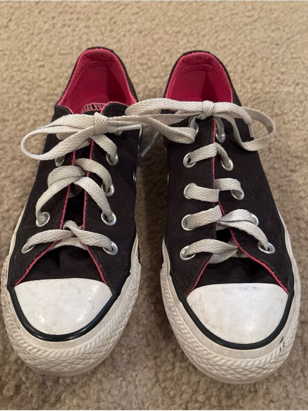 Converse Black Canvas Kids Sneakers with Pink Lining